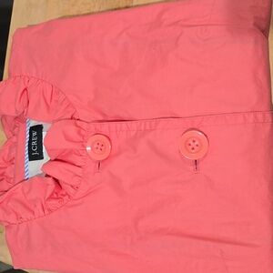 J. Crew Coral Trench Coat with Ruffle Collar